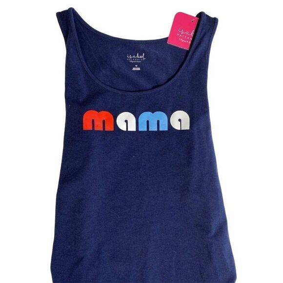 Isabel Maternity Mama Dress Womens MEDIUM Blue Sleeveless Shirred Scoop-Neck NEW - Picture 4 of 10